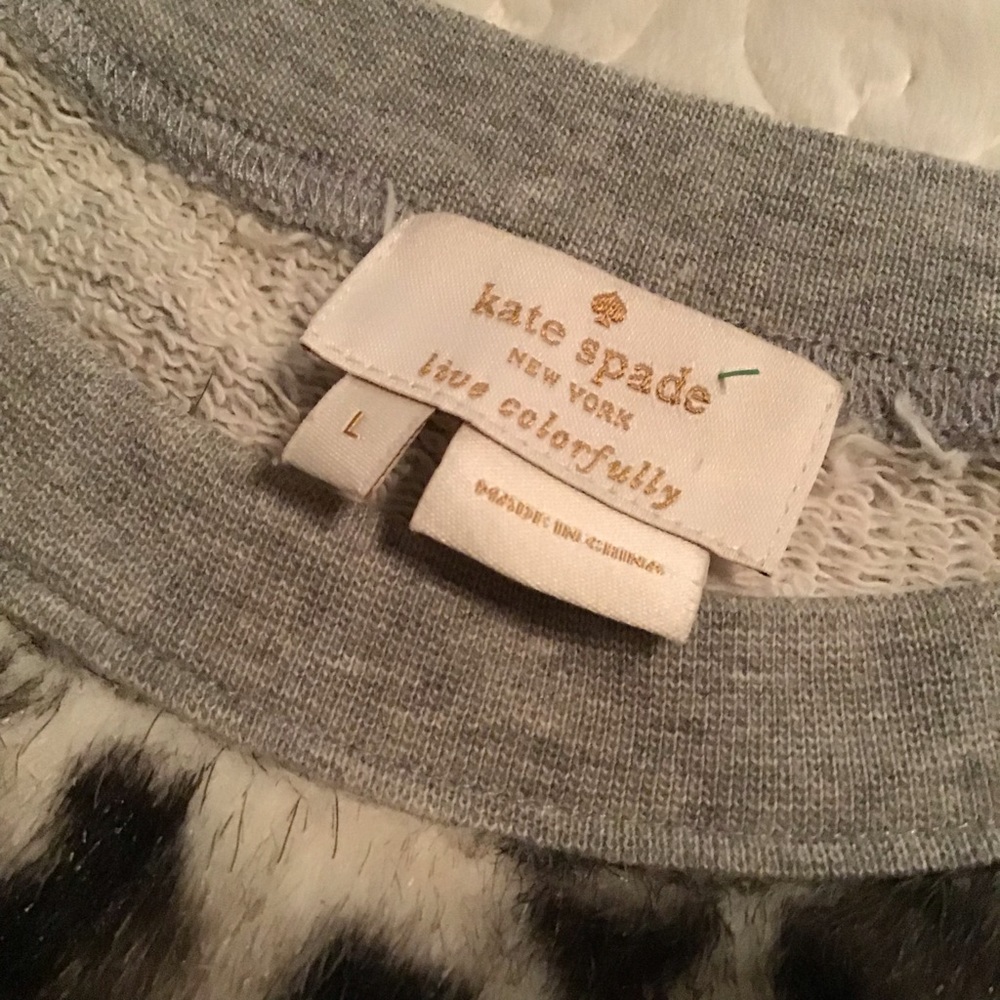 Kate Spade Faux Snow Leopard Fur Sweater L